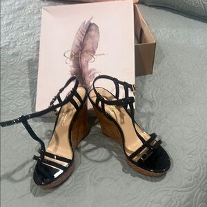 Jessica Simpson Black Wedge Sandals